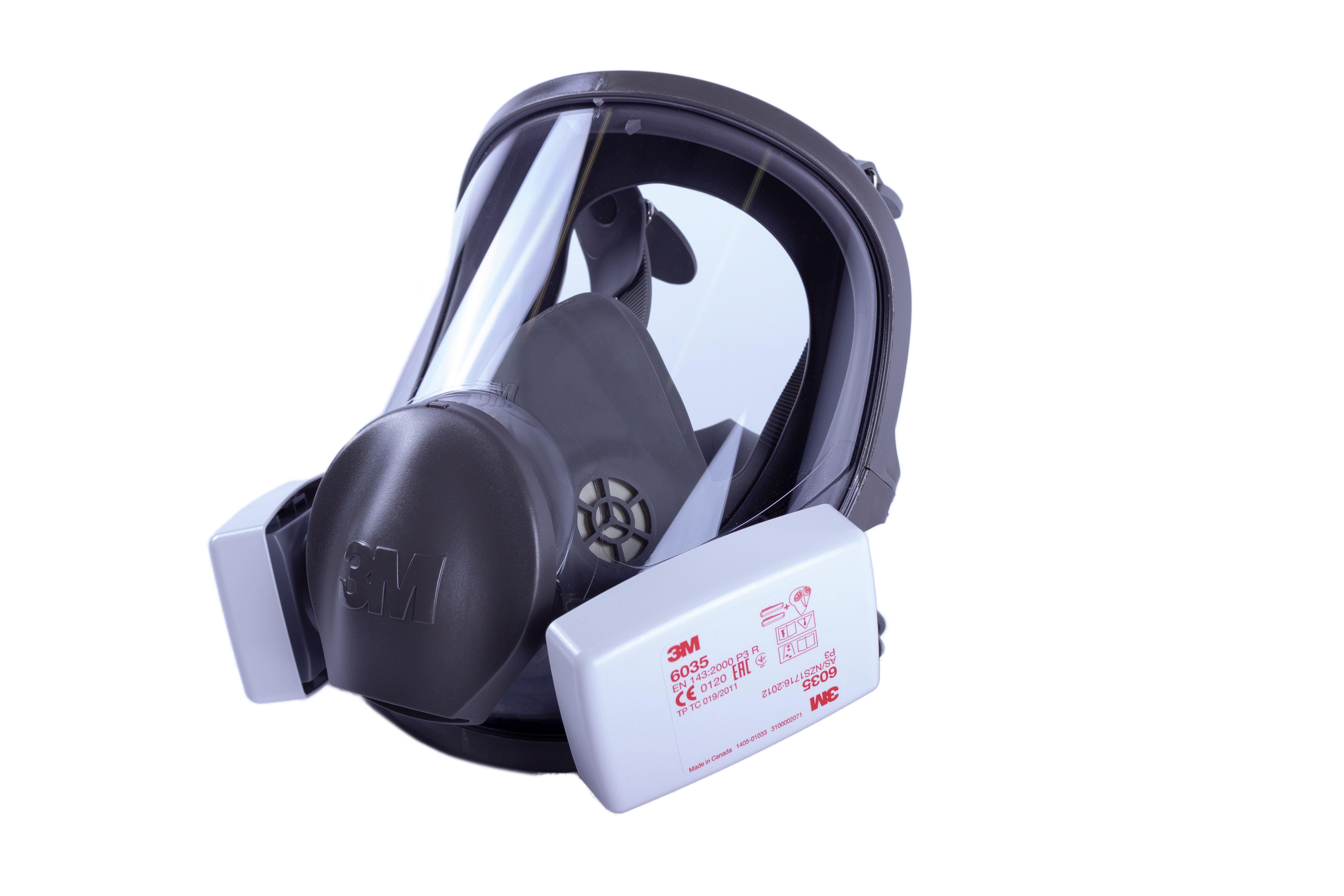 Masque de la marque M3 avec joint facial intégral, visière panoramique et cartouches filtrantes de type FFP3